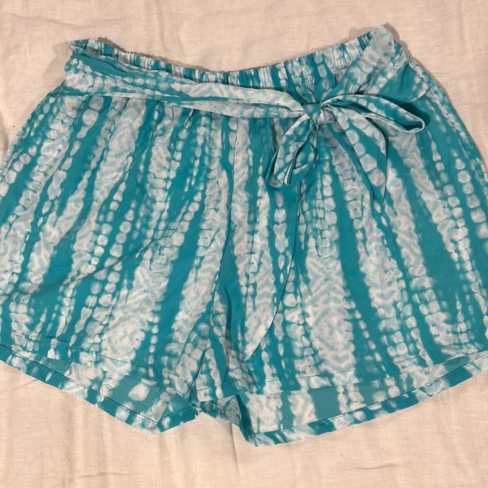 Brand new Tyche Blue tie dye shorts with tie on waist in size M